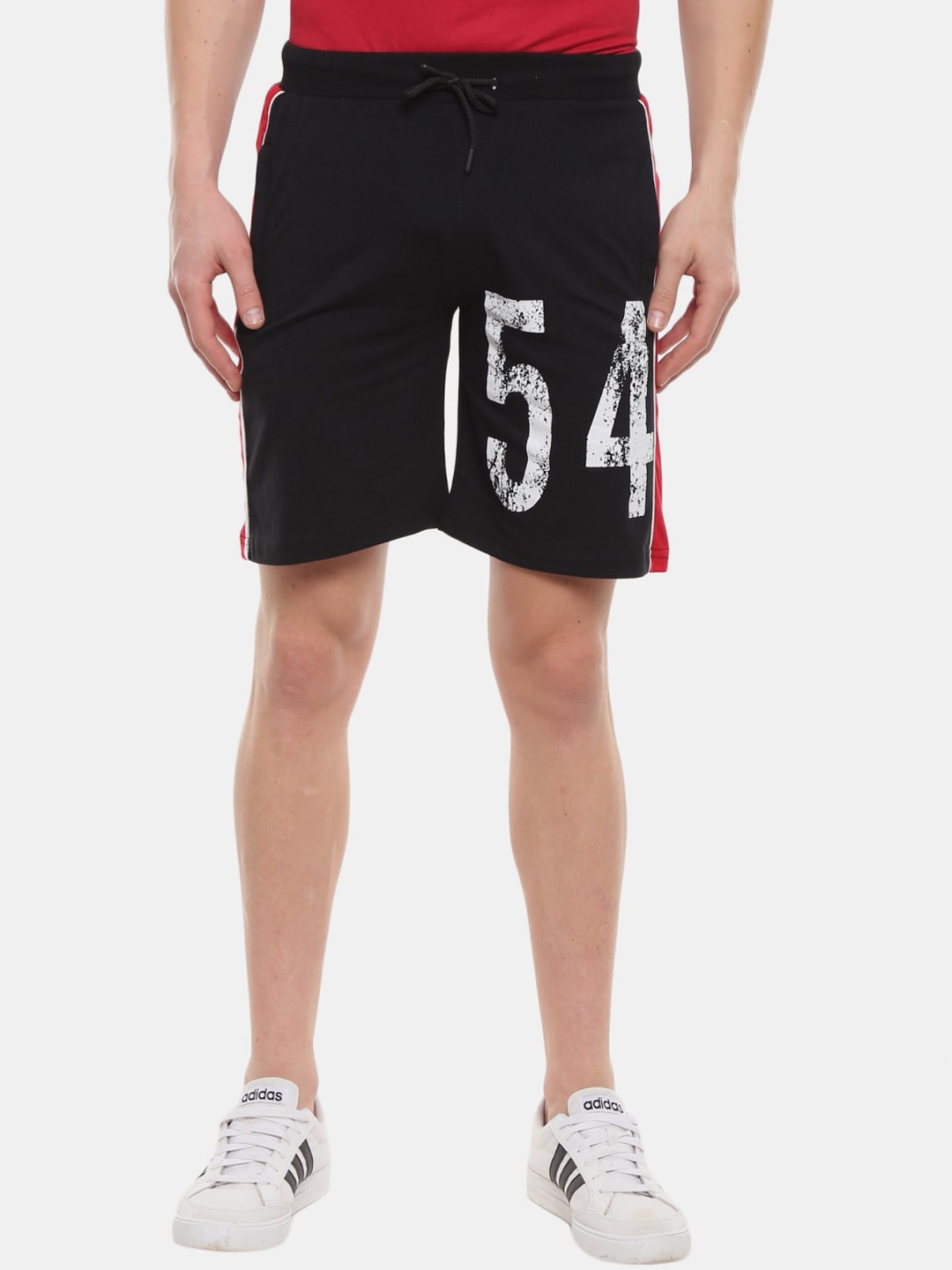 

V-Mart Men Mid-Rise Typography Printed Cotton Shorts, Black