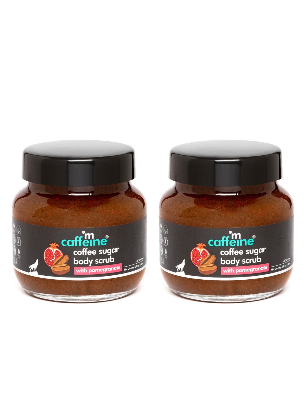 

MCaffeine Set of 2 Coffee Sugar Body Scrub with Pomegranate Extracts - 250g Each, Brown