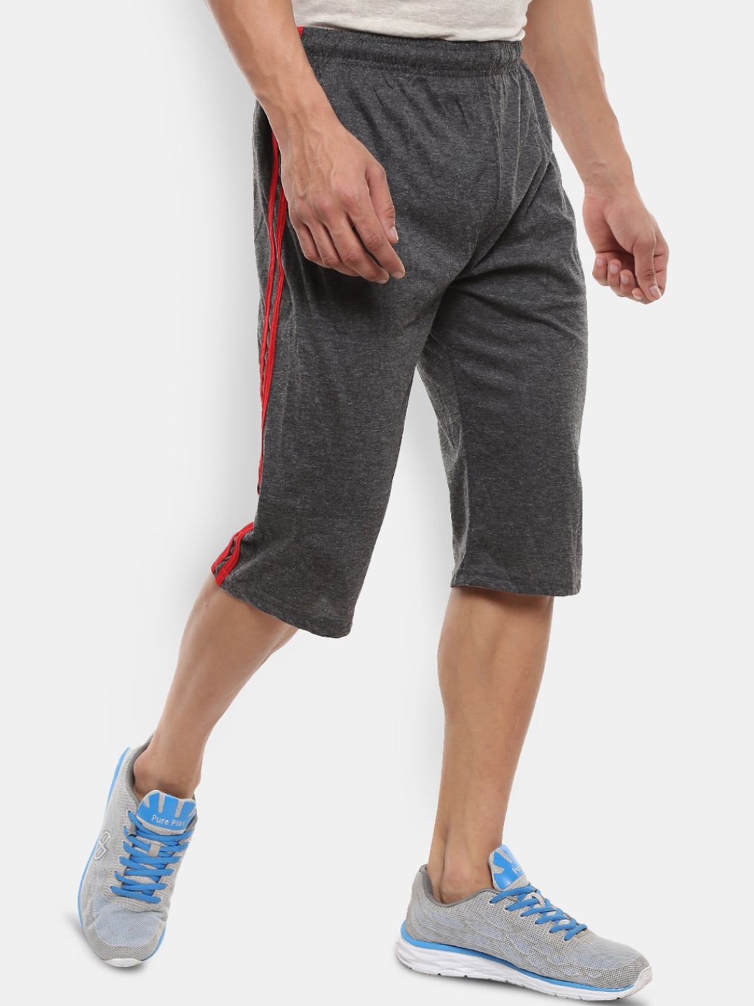 

V-Mart Men Mid Rise Knitted Cotton Shorts, Grey