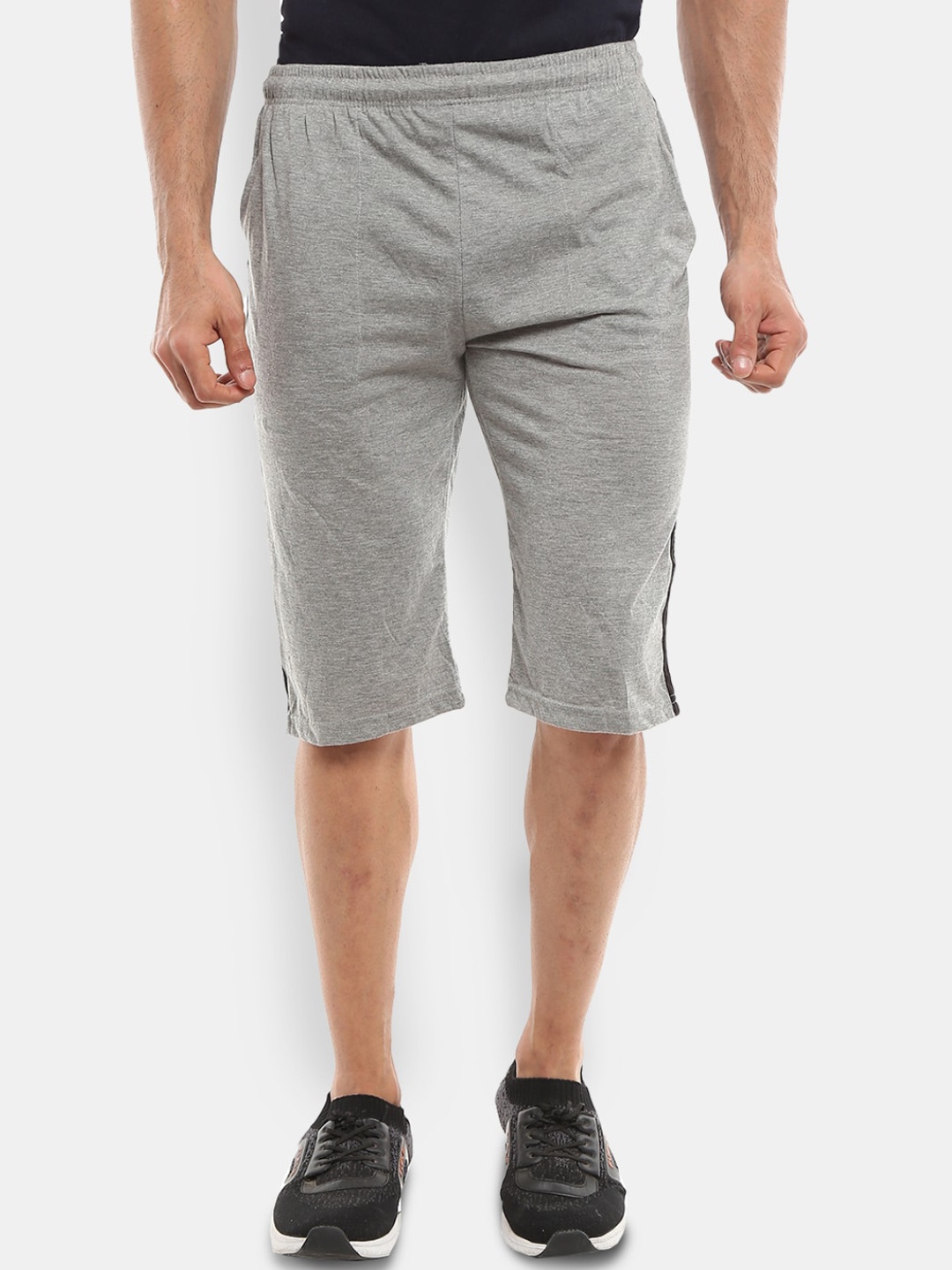 

V-Mart Men Mid Rise Knitted Cotton Shorts, Grey