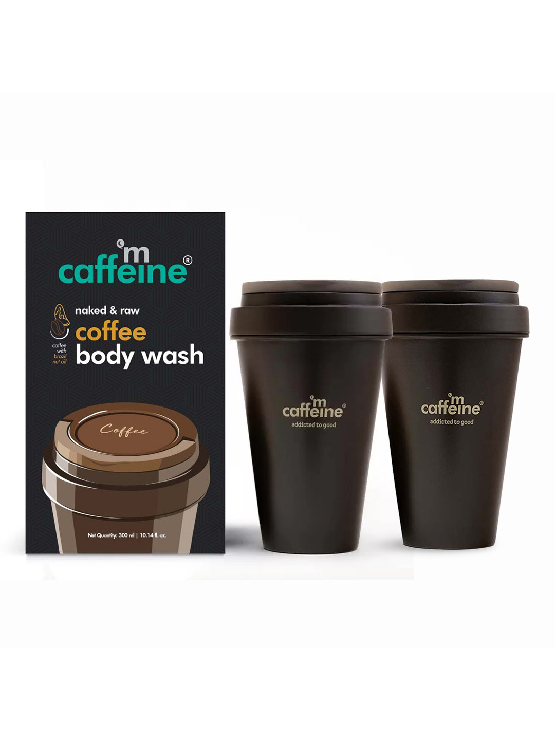 

MCaffeine Set of 2 Naked & Raw Coffee Body Wash with Vitamin E - 300 ml each, Brown