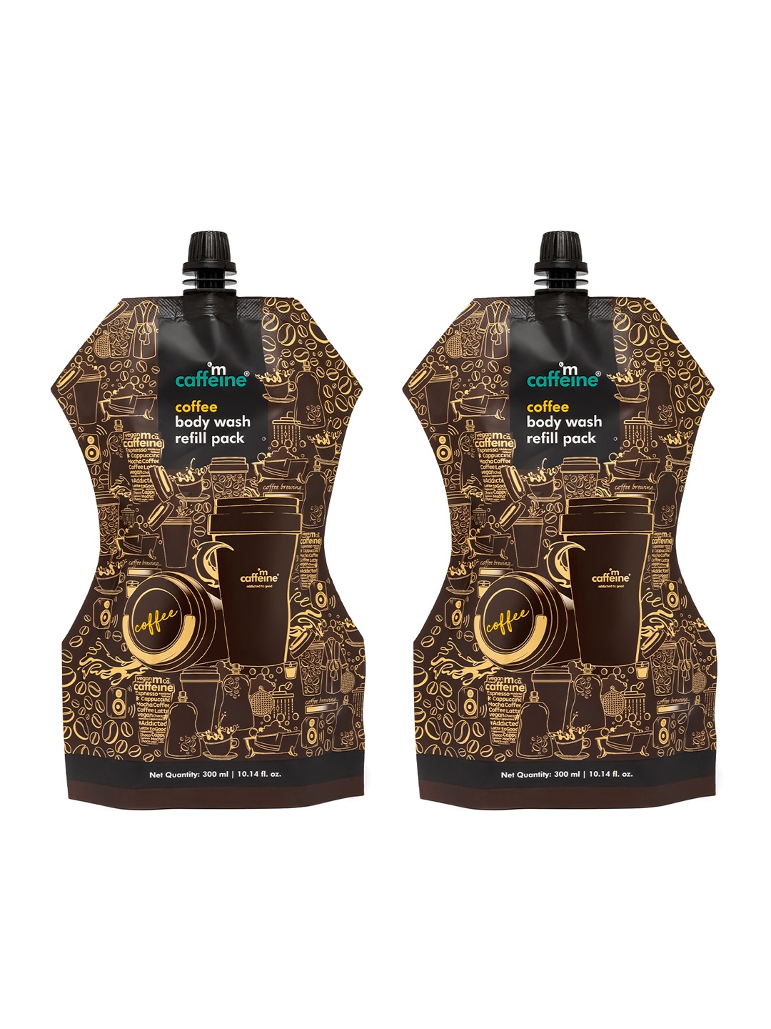 

MCaffeine Set of 2 Coffee Body Wash Refill Pack with Vitamin E & Brazil Nut - 300 ml each, Brown
