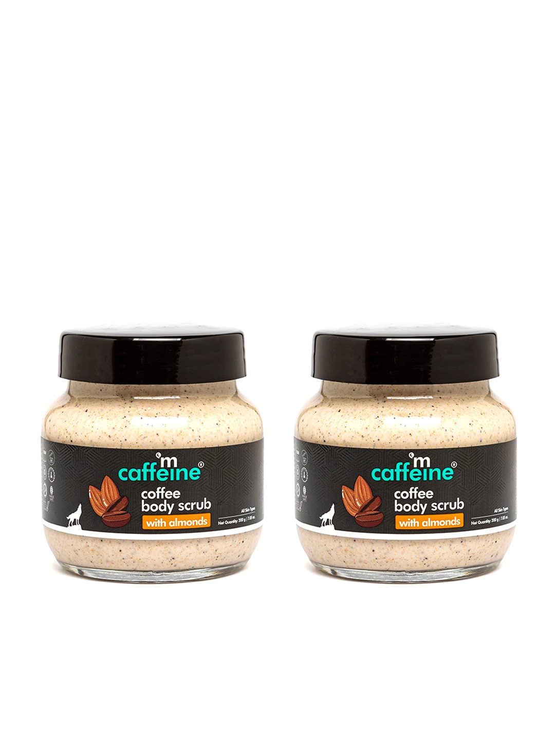 

MCaffeine Set of 2 Creamy Coffee & Almond Moisturizing Body Scrub - 200 g each, Beige