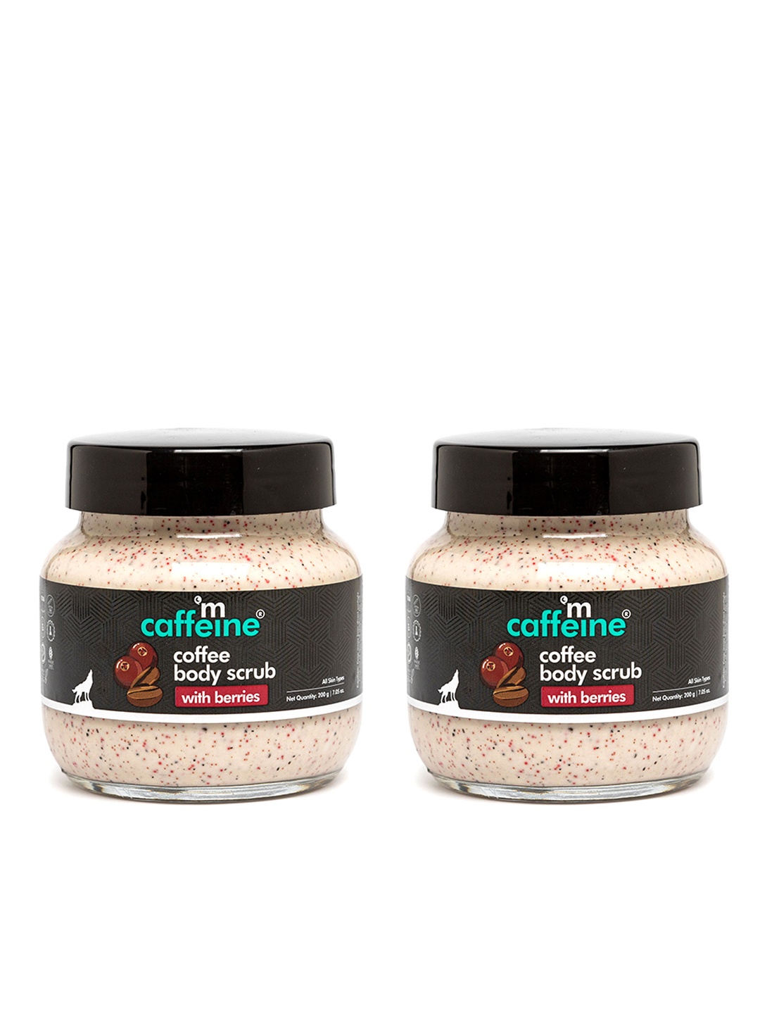 

MCaffeine Set of 2 Creamy Coffee & Berries Moisturizing Body Scrub - 200 g each, Beige