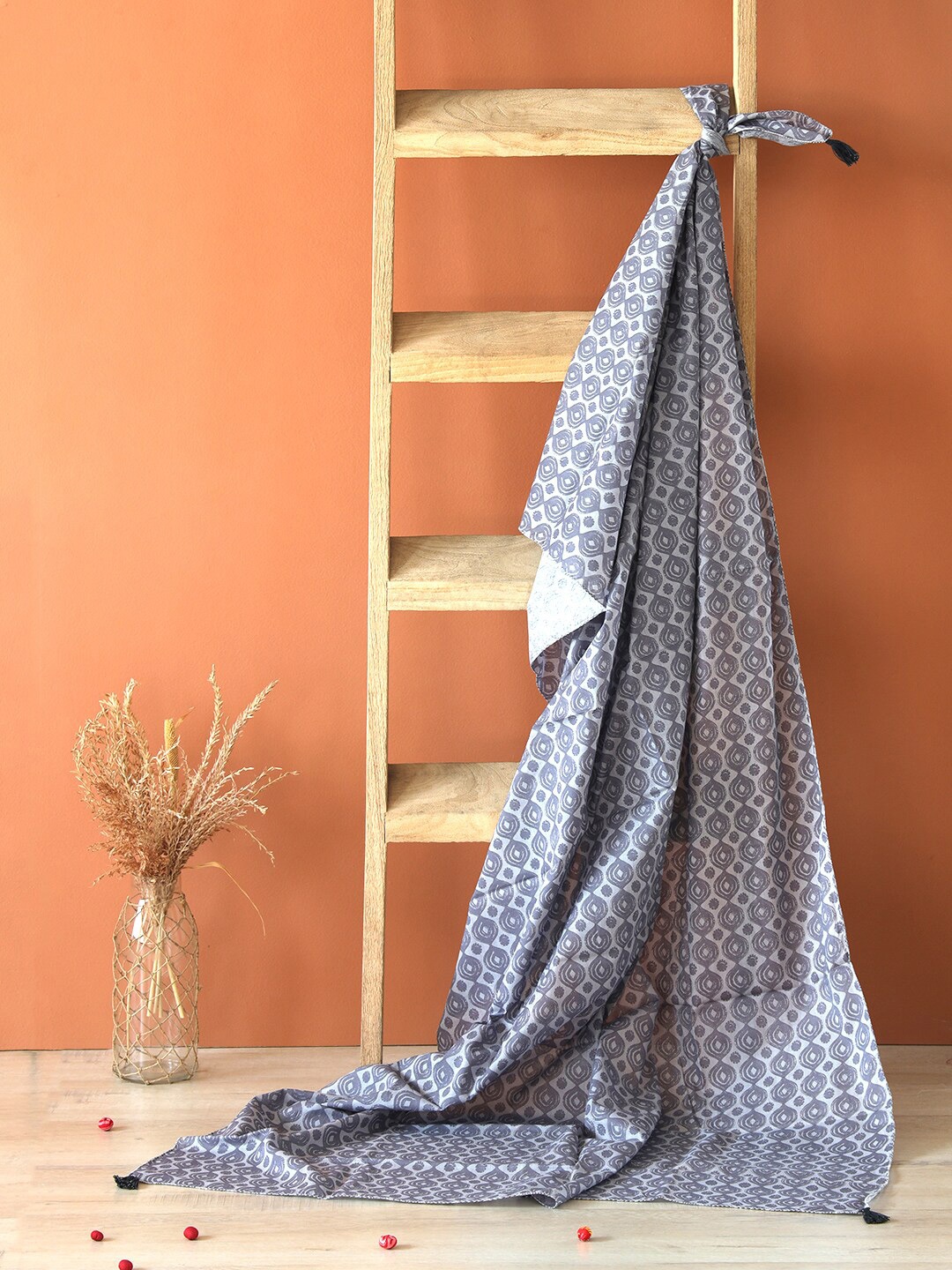 

Contrast Living Printed Cotton Scarf, Grey