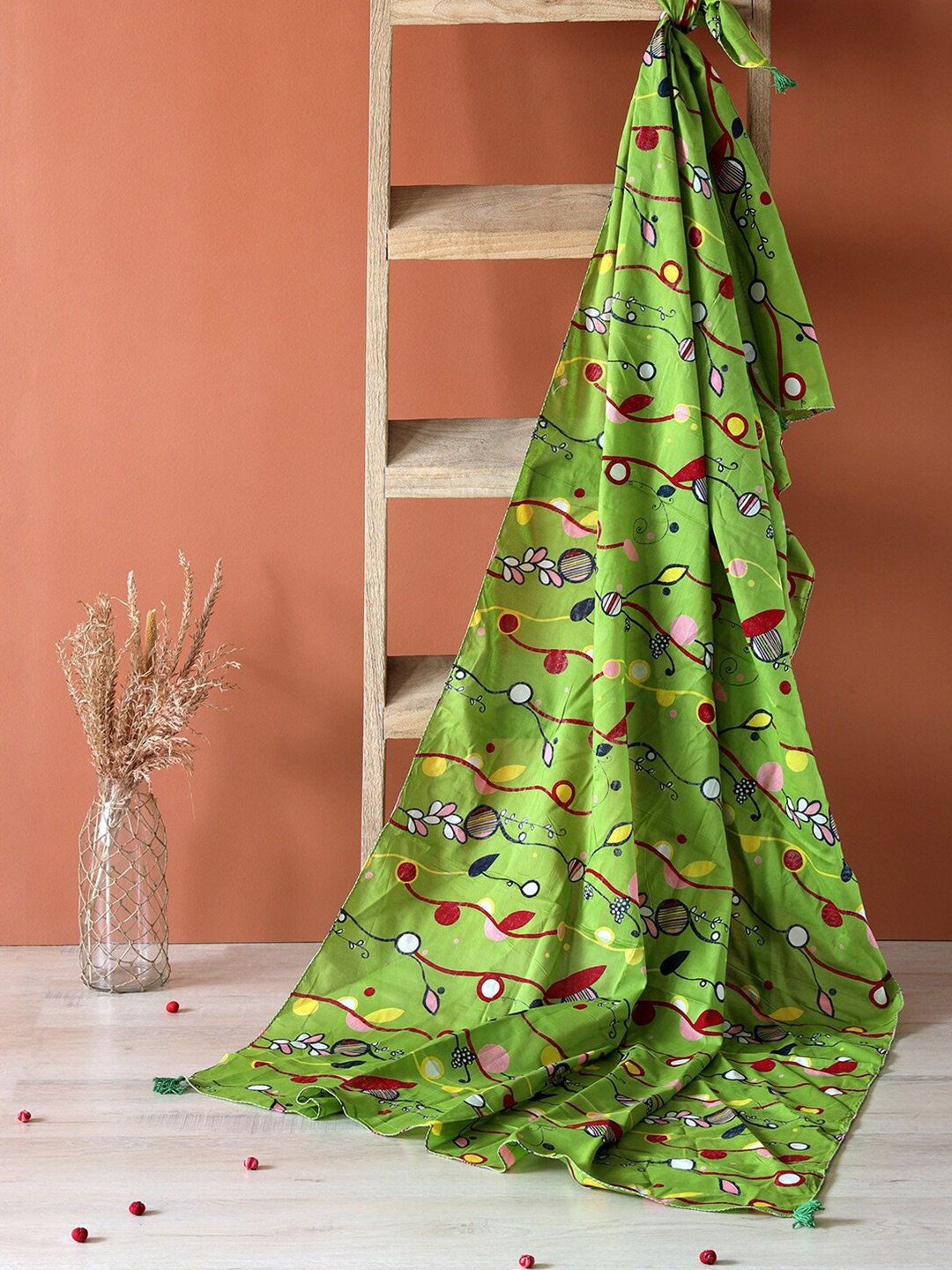 

Contrast Living Printed Cotton Scarf, Green
