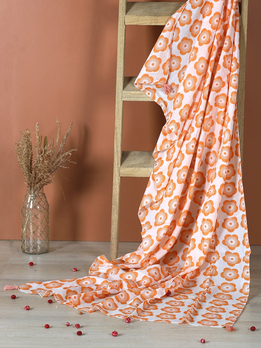 

Contrast Living Ethnic Motif Printed Cotton Scarf, Orange