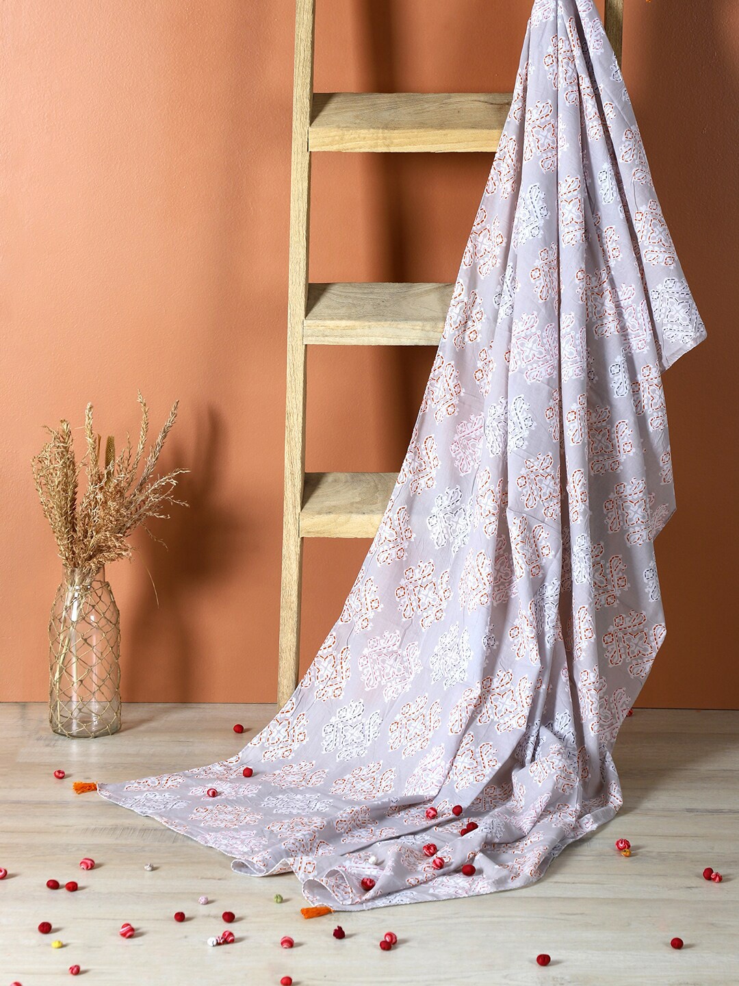 

Contrast Living Printed Cotton Scarf, Grey