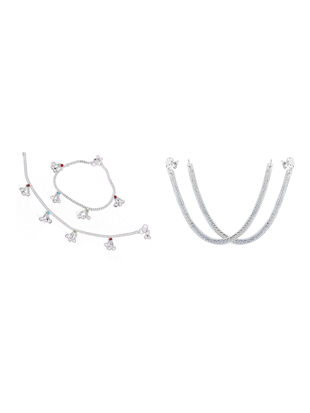 

RUHI COLLECTION Set Of 4 Silver-Plated Anklets