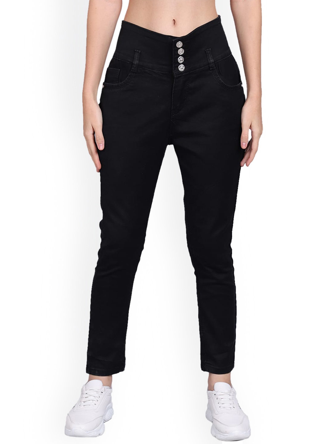 

NULL NAUT Women Narrow Skinny Fit High-Rise Stretchable Jeans, Black