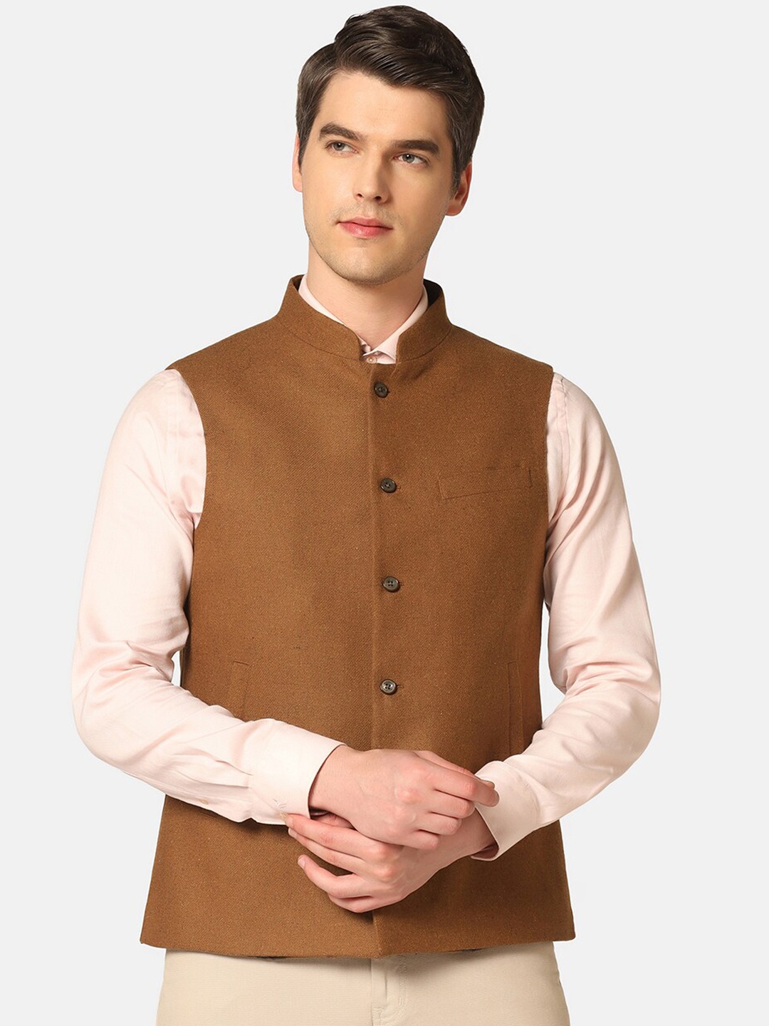 

Blackberrys Slim-Fit Bandhgala Nehru Jacket, Rust