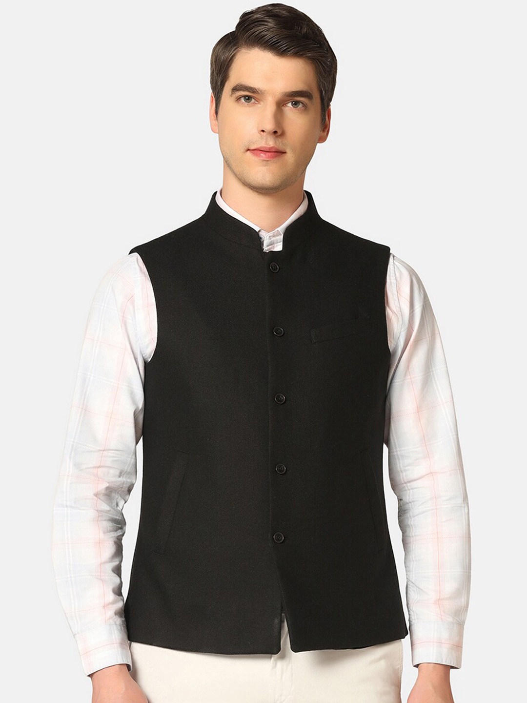 

Blackberrys Slim-Fit Bandhgala Nehru Jacket, Black