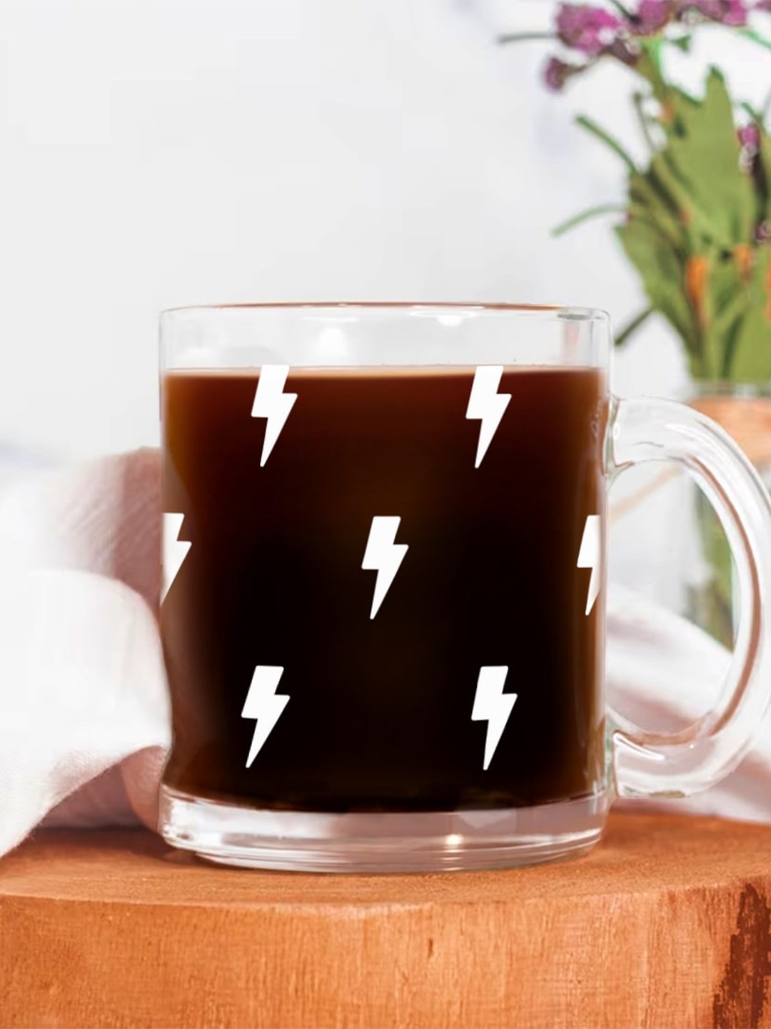

The Art People Transparent & White Printed Glass Glossy Mug 330 ML