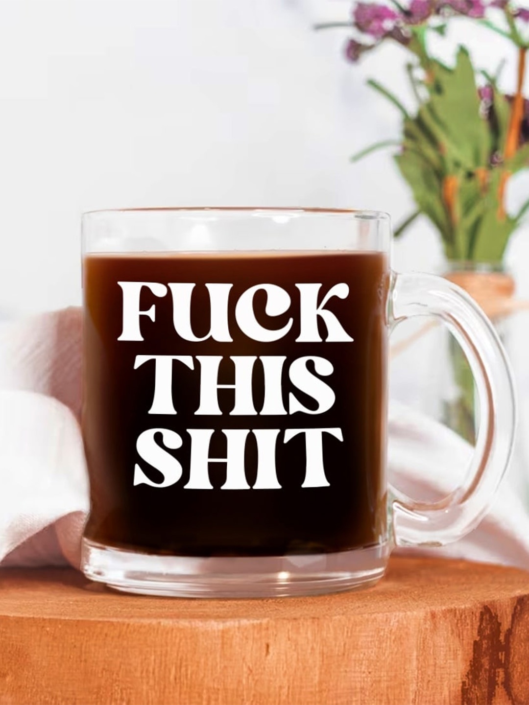 

The Art People Transparent & White Printed Glass Glossy Mug 330ML