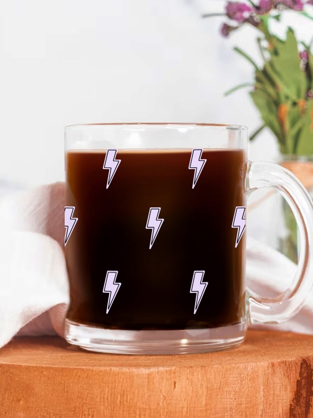 

The Art People Transparent & Purple Flash Printed Glass Transparent Mug - 330 ml