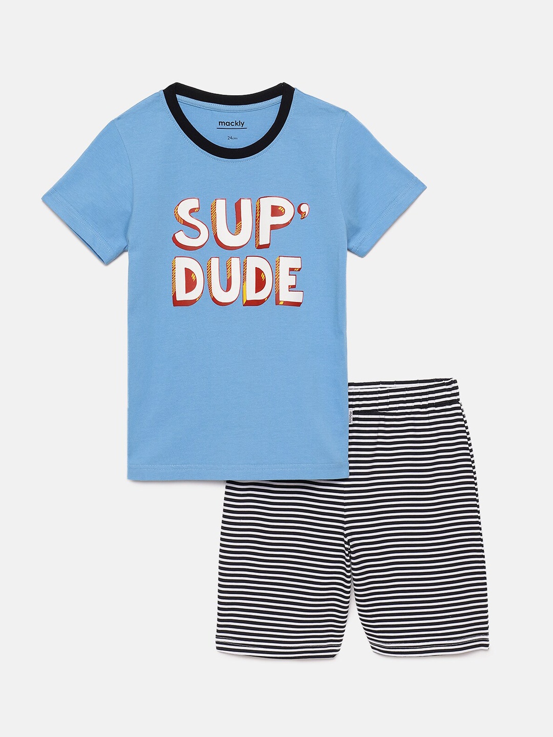 

mackly Boys Typography Printed Night Suit, Blue