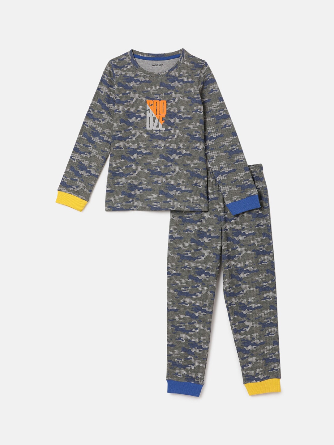 

mackly Boys Camouflage Printed Night Suit, Grey