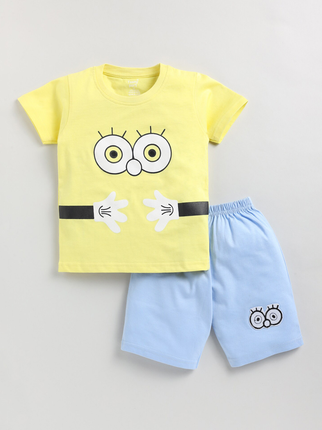 

Toonyport Boys Graphic Printed Cotton T-shirt with Shorts, Yellow