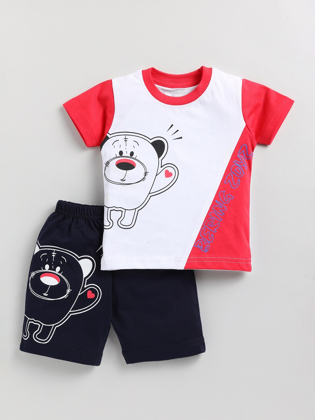 

Toonyport Boys Graphic Printed Cotton T-shirt with Shorts, White