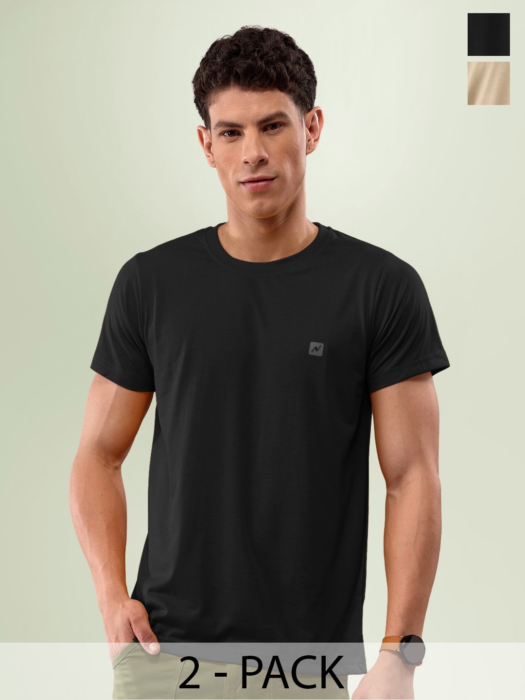

LUX NITRO Pack Of 2 Anti Odour Lounge T-shirts, Black