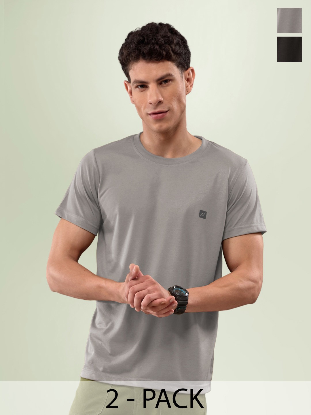 

LUX NITRO Pack Of 2 Anti Odour Lounge T-shirts, Black