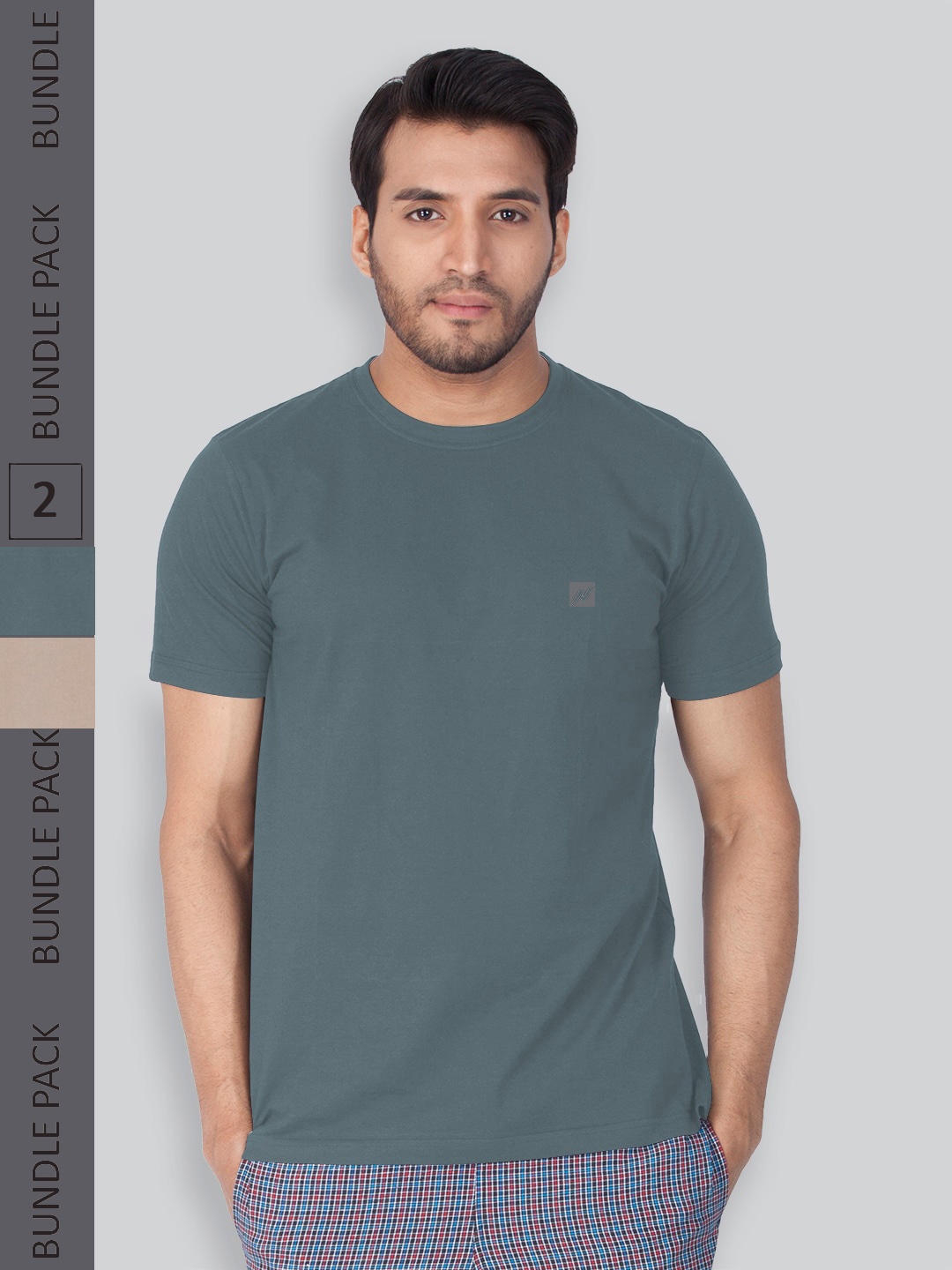 

LUX NITRO Pack of 2 Round Neck Lounge T-shirt, Grey
