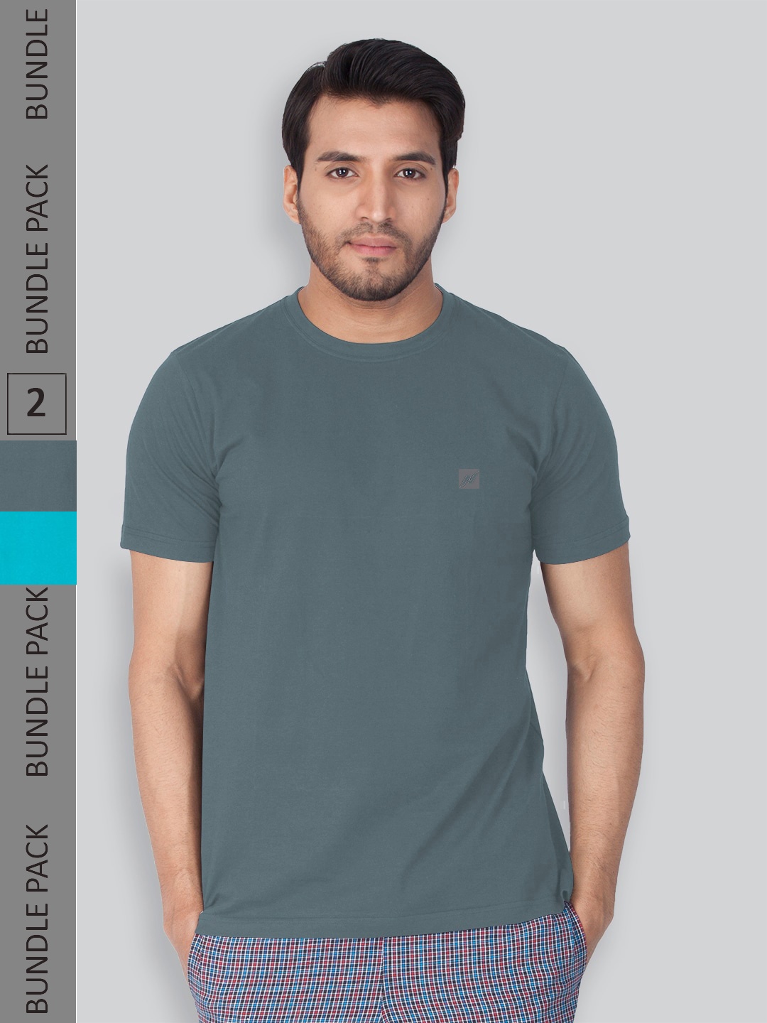 

LUX NITRO Pack of 2 Round Neck Cotton Lounge T-shirt, Grey