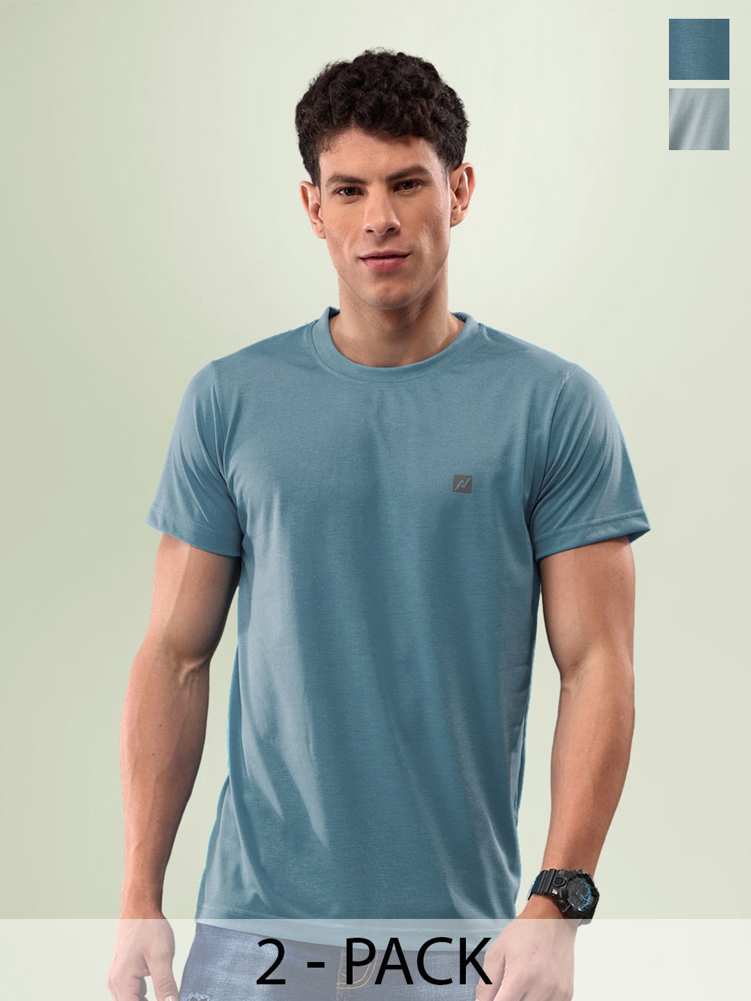 

LUX NITRO Plus Size Pack of 2 Round Neck Lounge T-shirt, Grey