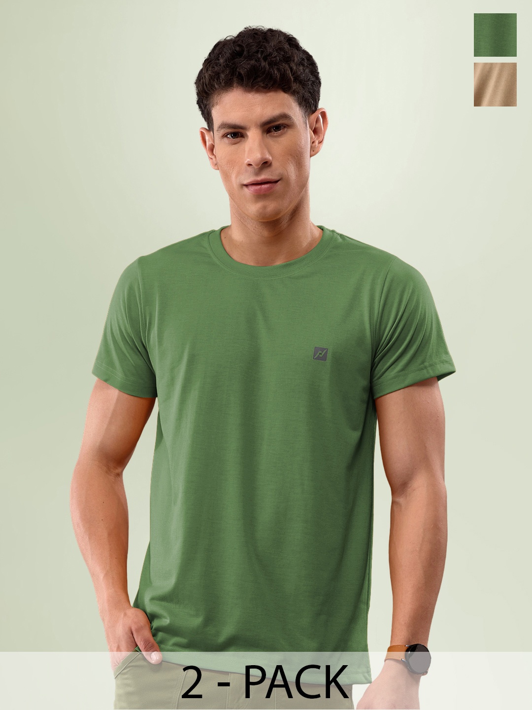 

LUX NITRO Pack Of 2 Round Neck Lounge T-shirt, Green