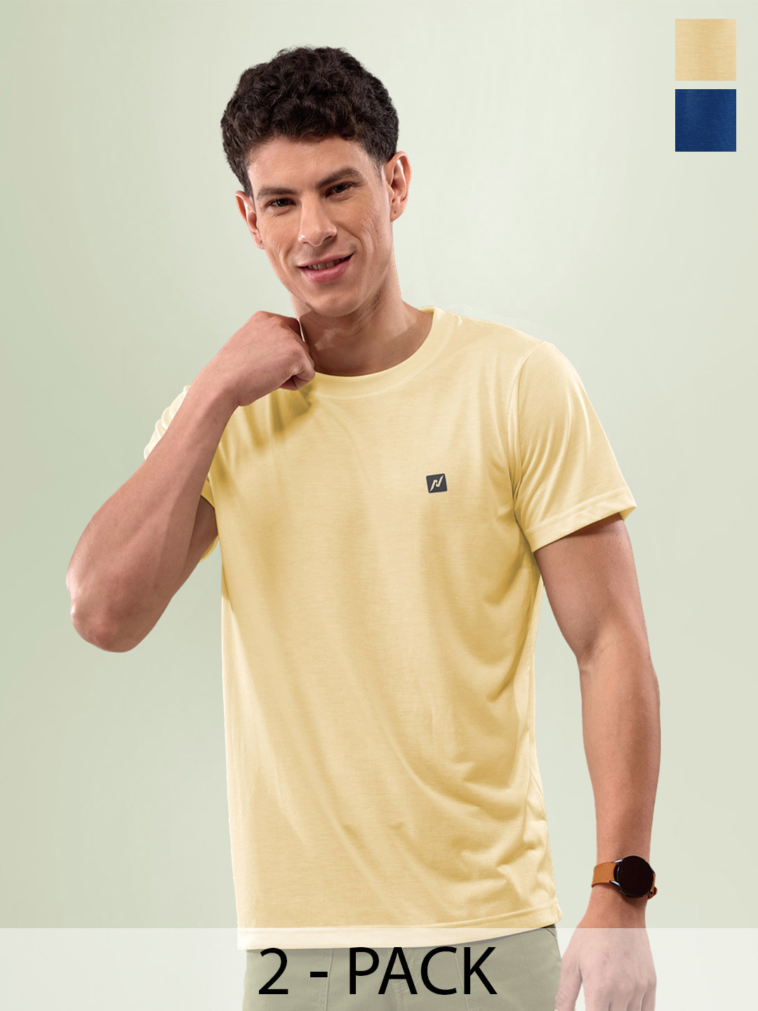 

LUX NITRO Pack Of 2 Round Neck Cotton Lounge T-shirt, Navy blue