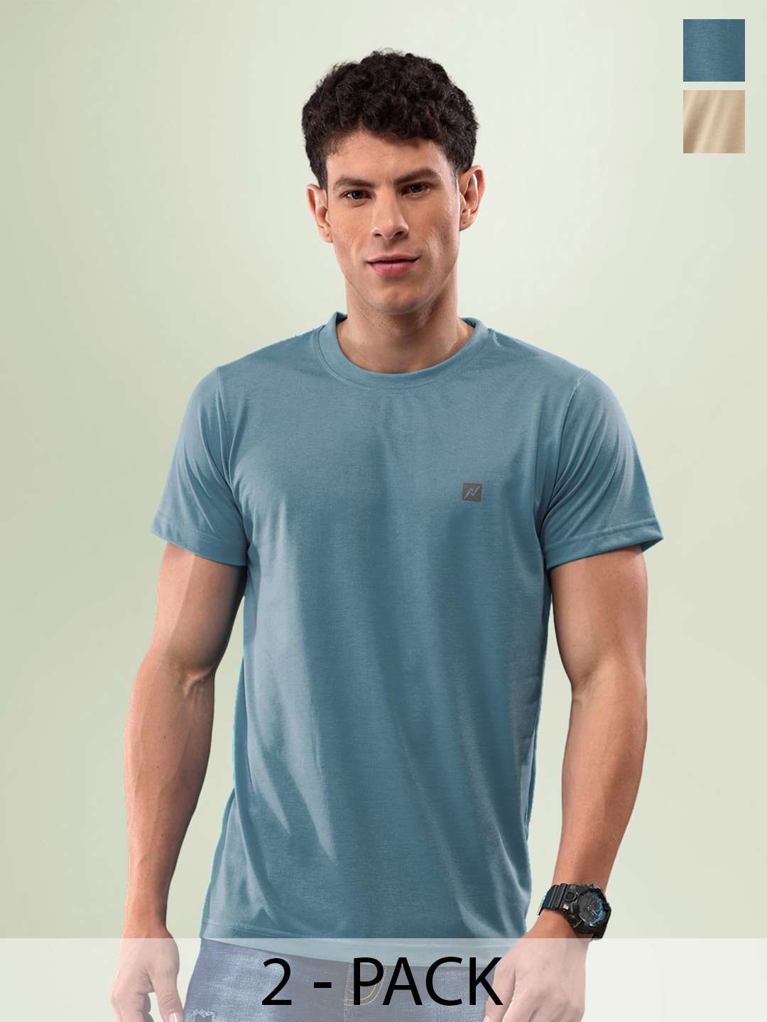 

LUX NITRO Pack Of 2 Round Neck Lounge T-shirt, Teal