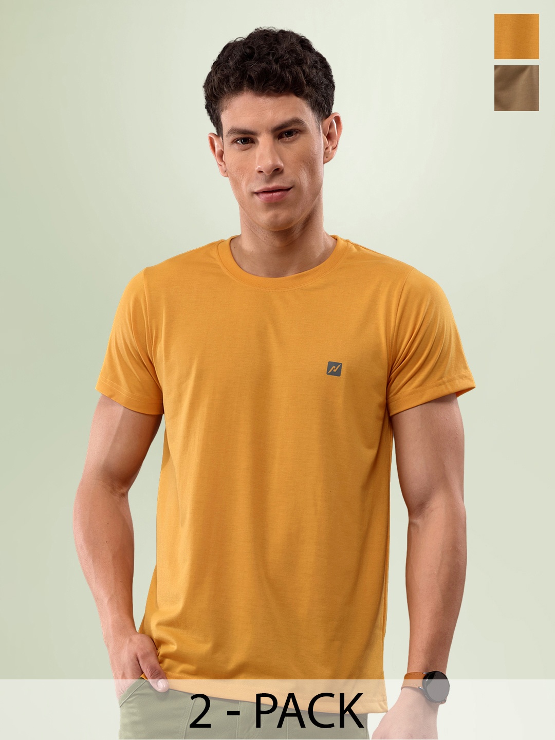 

LUX NITRO Pack Of 2 Round Neck Blend Lounge T-shirt, Orange