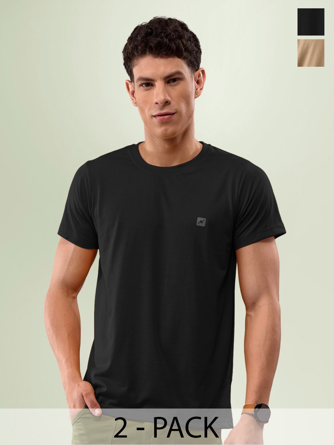 

LUX NITRO Pack Of 2 Round Neck Lounge T-shirt, Black