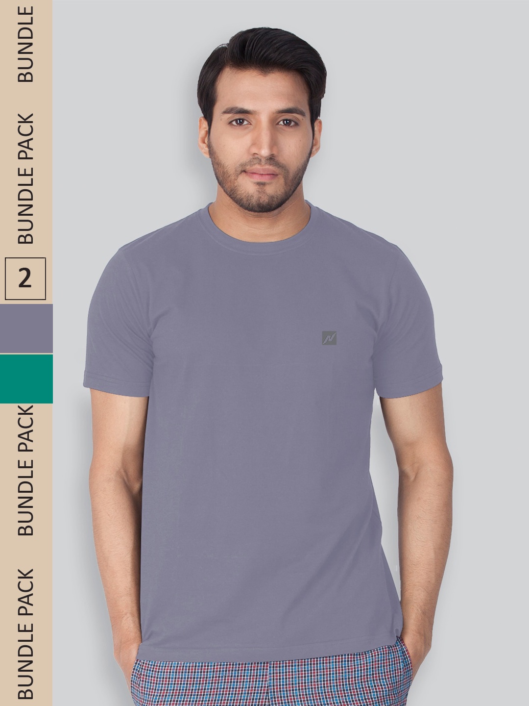 

LUX NITRO Pack Of 2 Round Neck Blend Lounge T-shirt, Grey