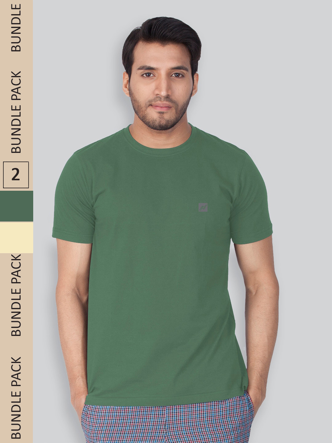

LUX NITRO Pack Of 2 Round Neck Blend Lounge T-shirt, Green