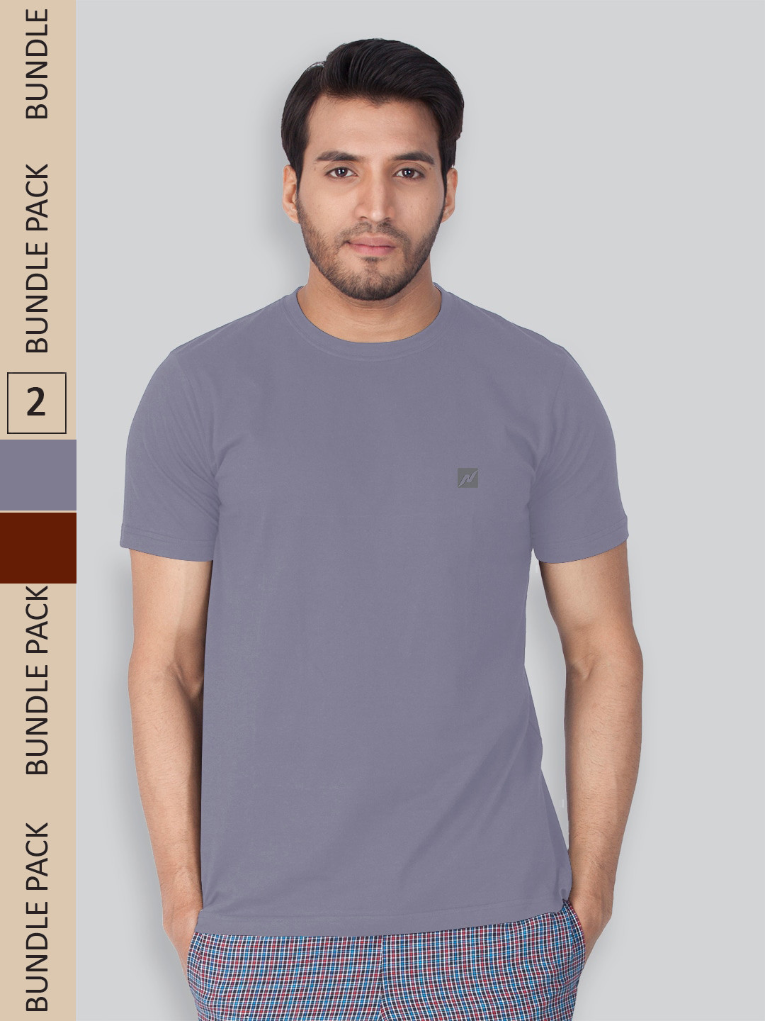 

LUX NITRO Pack of 2 Round Neck Blend Lounge T-shirt, Grey
