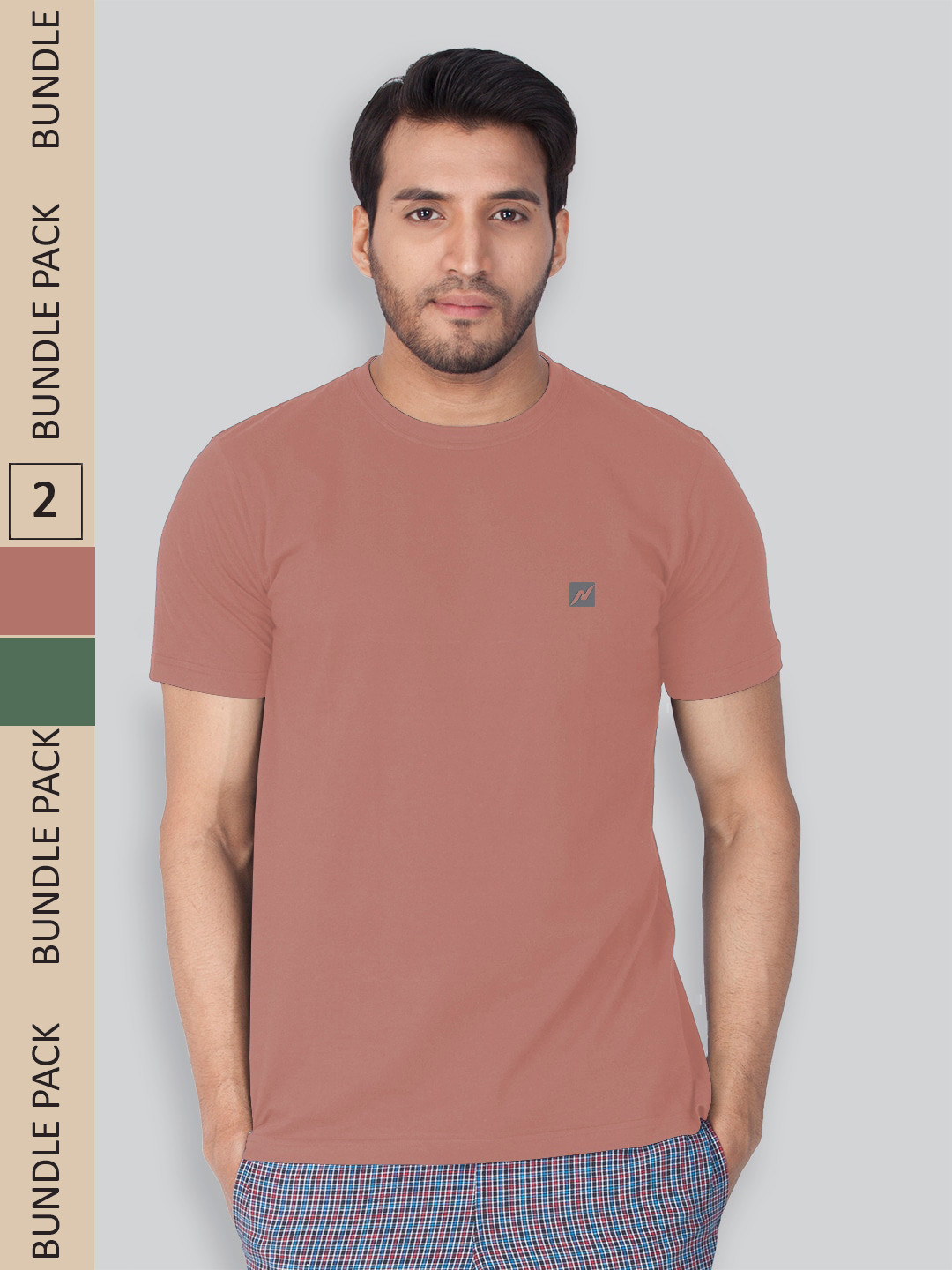 

LUX NITRO Pack Of 2 Anti Odour Blend Lounge T-shirts, Brown