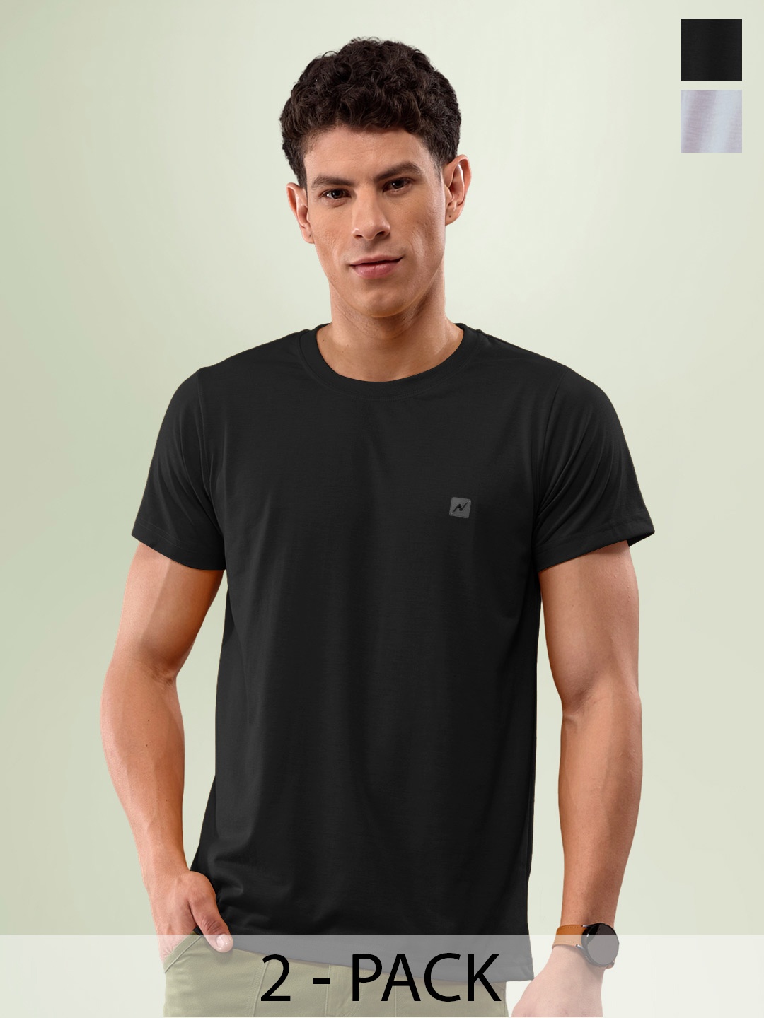 

LUX NITRO Pack Of 2 Anti Odour Lounge T-shirts, Black