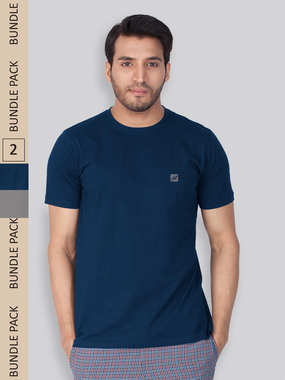 

LUX NITRO Pack Of 2 Anti Odour Cotton T-shirts, Navy blue