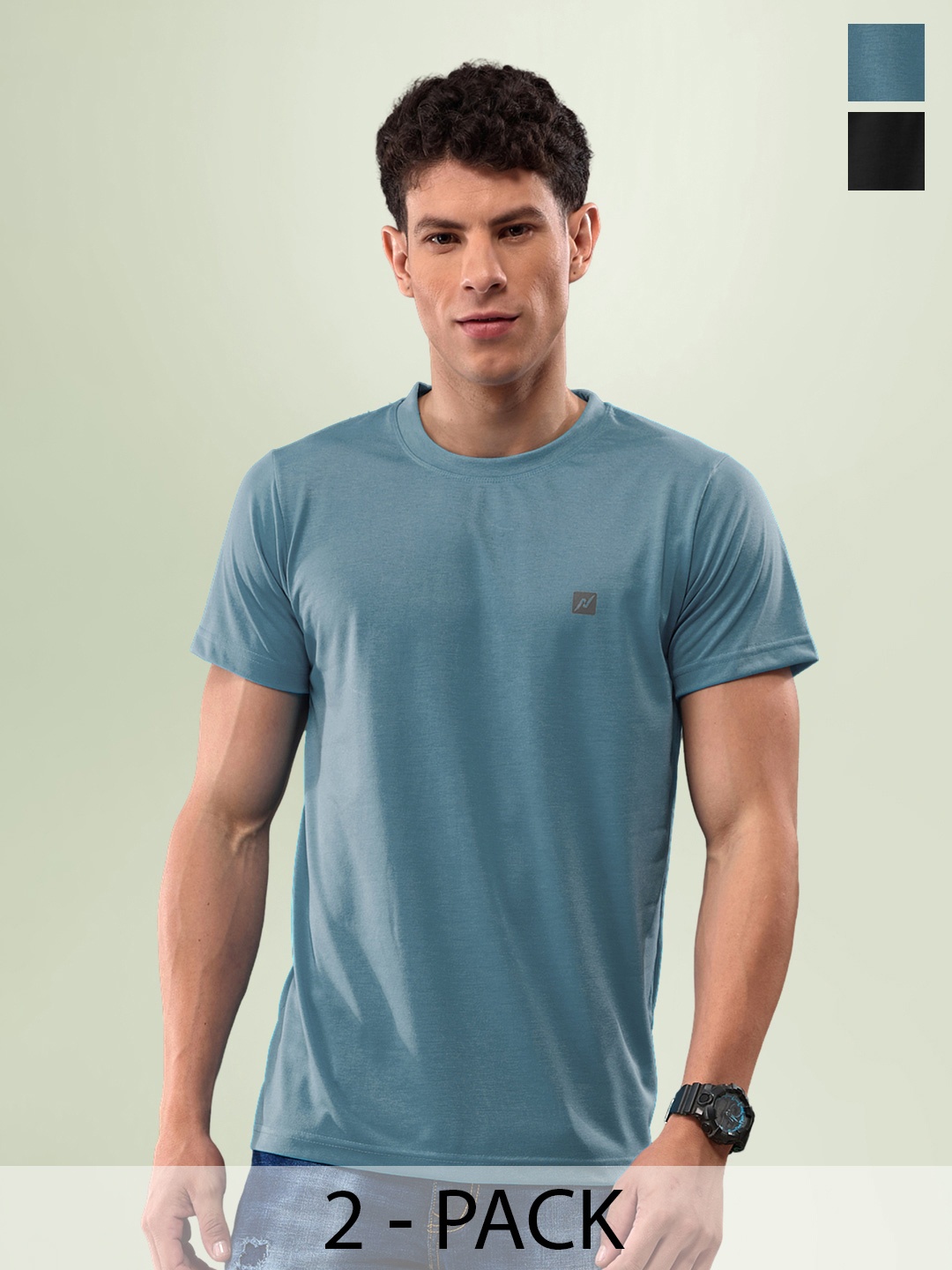 

LUX NITRO Pack Of 2 Anti Odour Lounge T-shirts, Blue