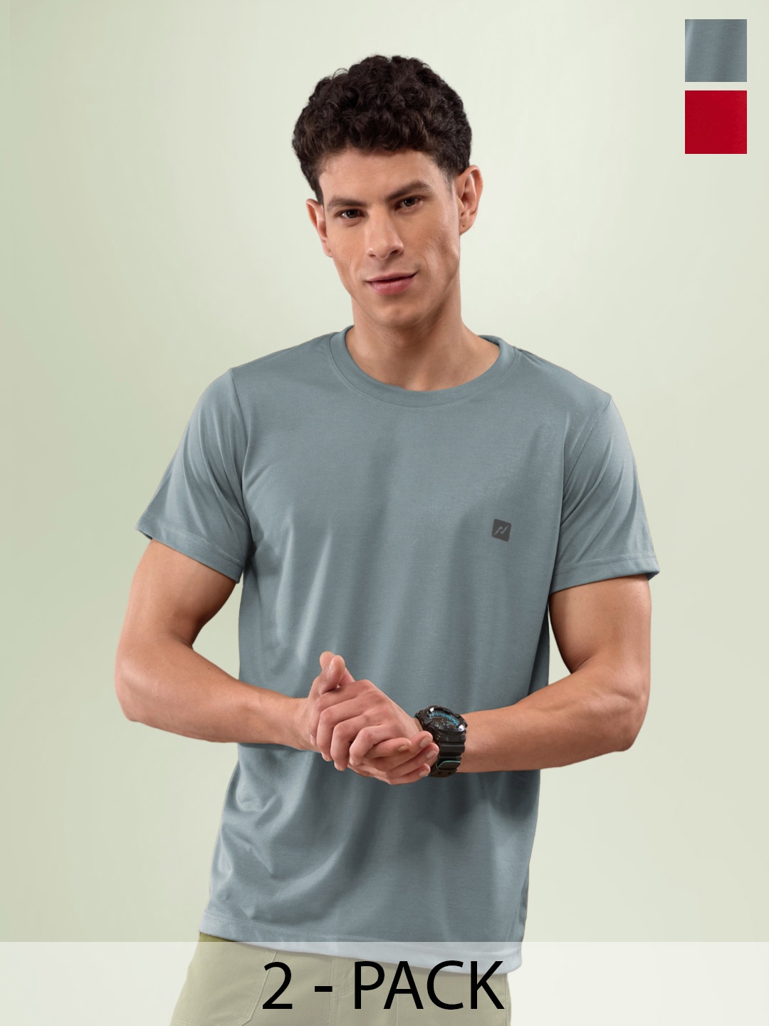 

LUX NITRO Pack Of 2 Anti Odour Lounge T-shirts, Green