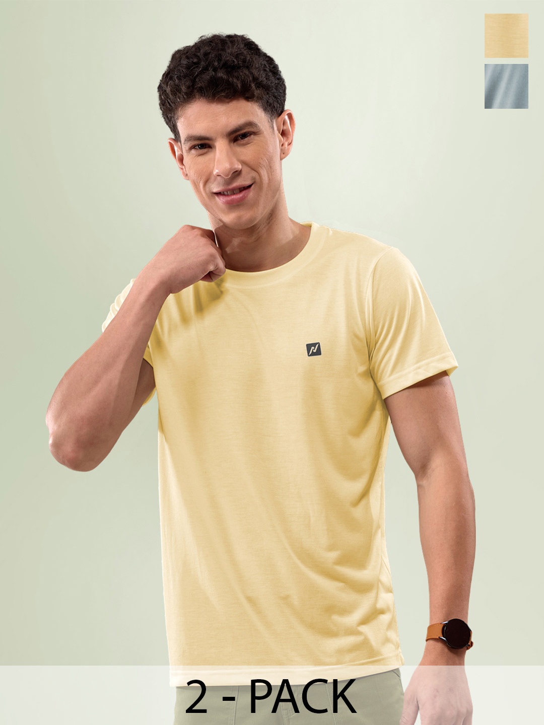 

LUX NITRO Pack Of 2 Round Neck Lounge T-shirts, Grey