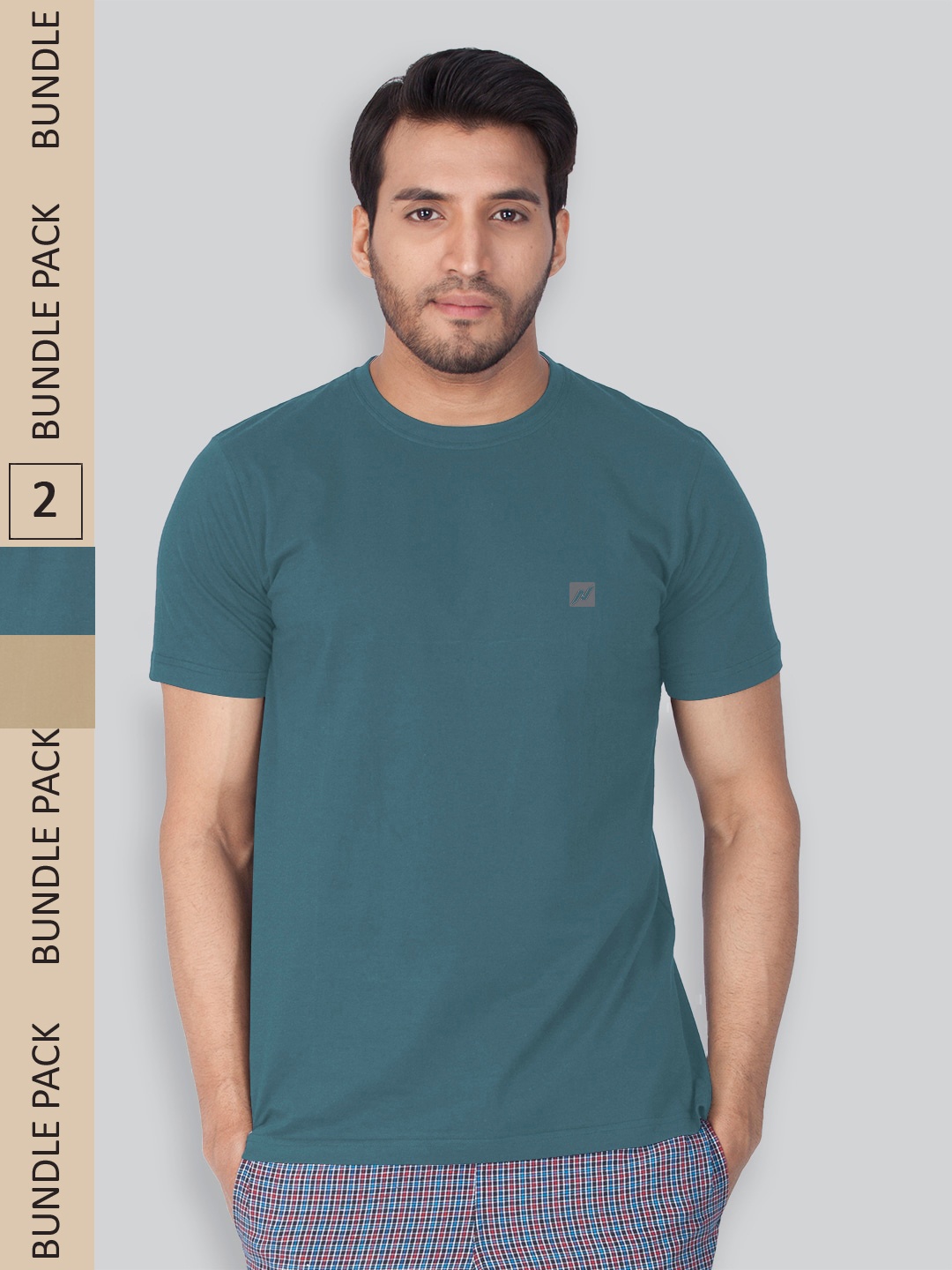 

LUX NITRO Pack Of 2 Round Neck Cotton Blend Lounge T-shirts, Brown