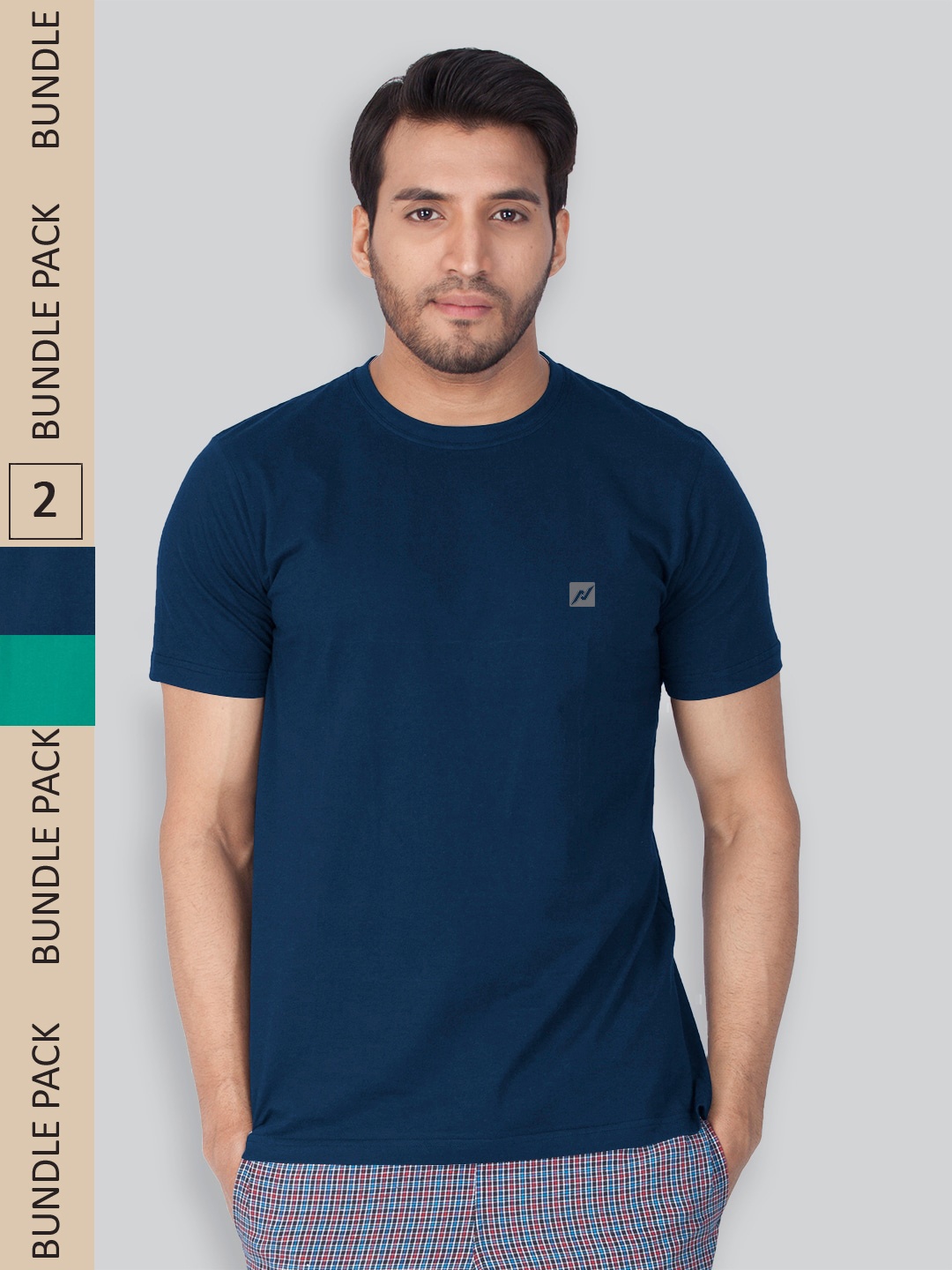 

LUX NITRO Pack Of 2 Round Neck Lounge T-shirts, Navy blue