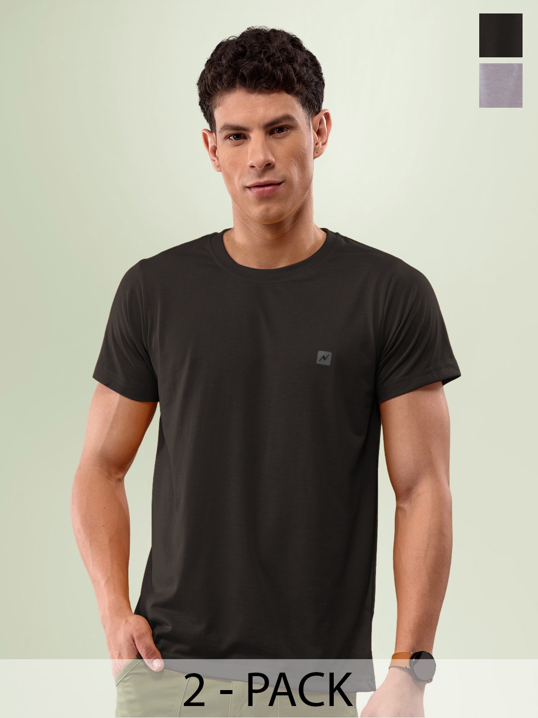 

LUX NITRO Pack Of 2 Round Neck Lounge T-shirts, Black