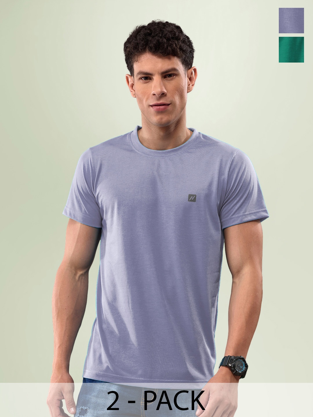 

LUX NITRO Pack Of 2 Round Neck Lounge T-shirts, Green