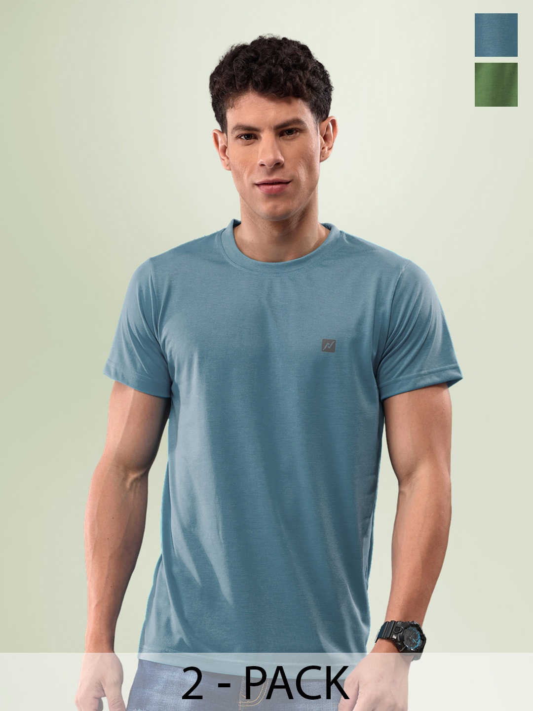 

LUX NITRO Pack Of 2 Round Neck Lounge T-shirts, Blue