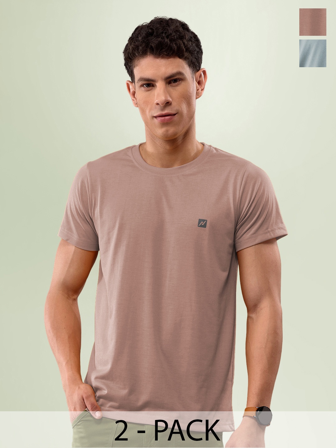 

LUX NITRO Pack Of 2 Round Neck Anti Odour Lounge T-Shirts, Black