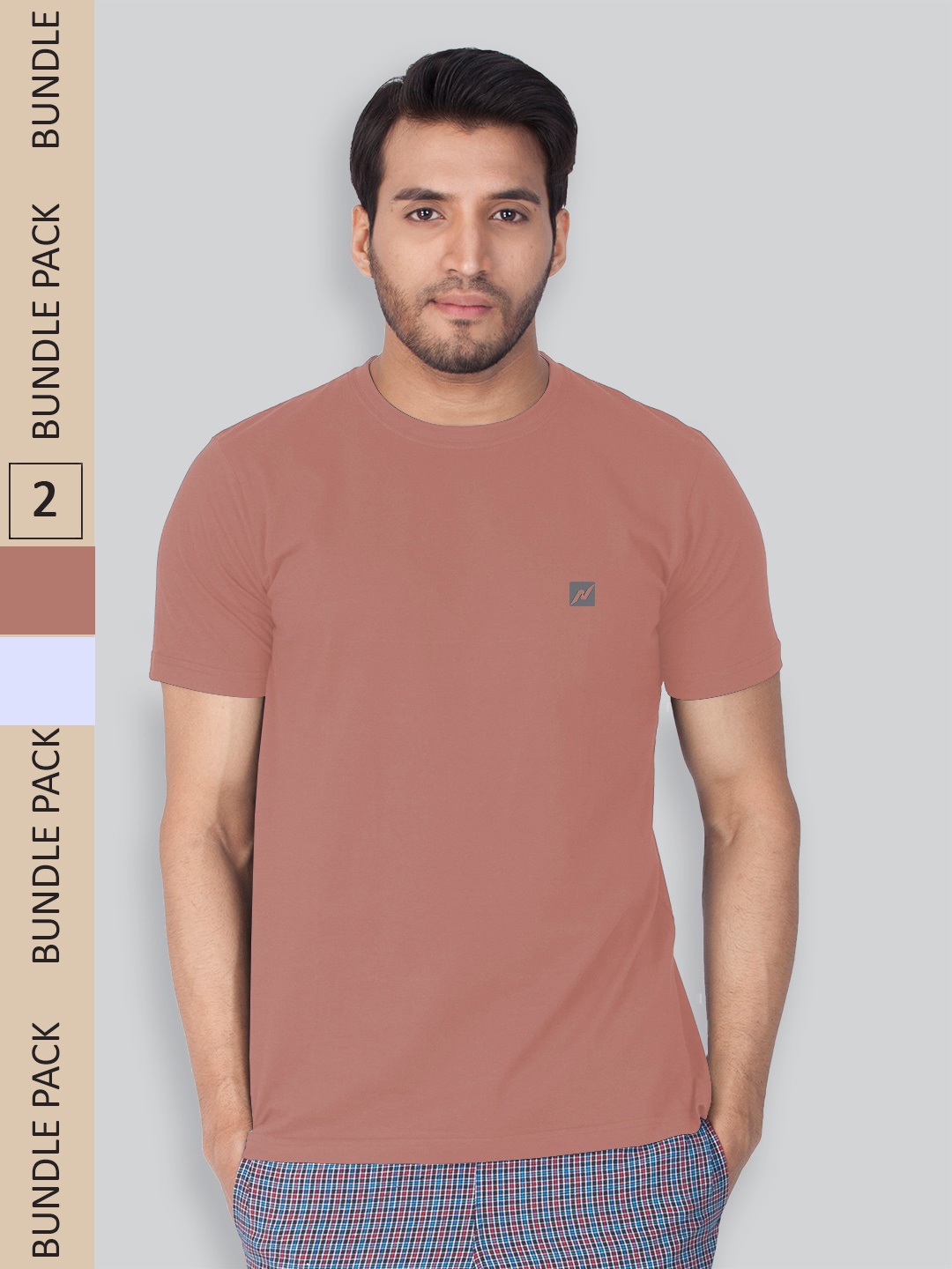 

LUX NITRO Pack Of 2 Round Neck Anti Odour Lounge T-Shirts, Peach