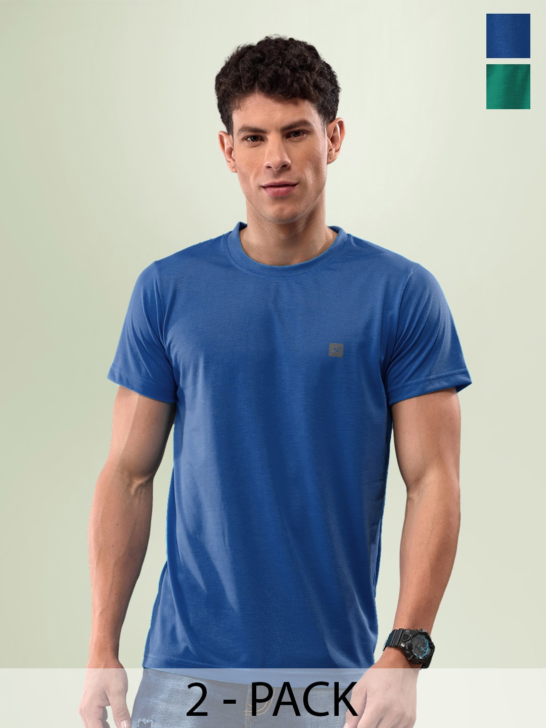 

LUX NITRO Pack Of 2 Anti Odour Lounge T-shirts, Blue